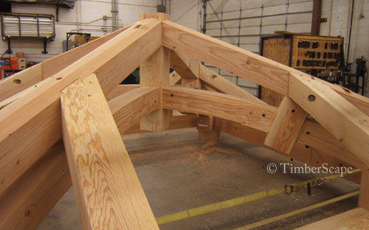 Close up of a gazebo roof structure
